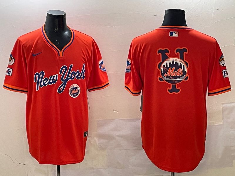 Men New York Mets Blank Orange Throwback Game 2025 Nike MLB Jersey style 1->new york mets->MLB Jersey
